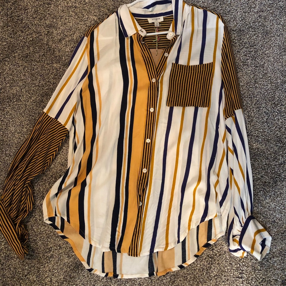 Striped collared button up